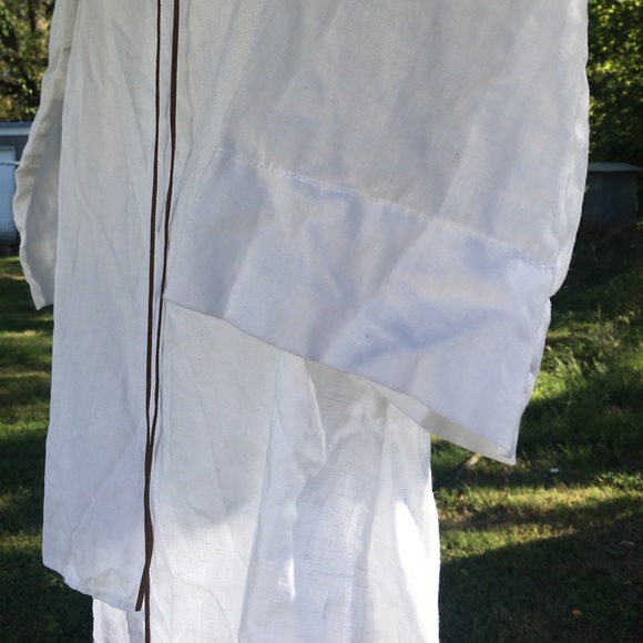 100% Linen Quarter Sleeve White Top- Leather String Neck - Picture 10 of 10